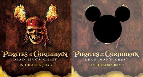 Ejemplos de publicidad subliminal: Piratas del Caribe y  orejas de Mickey Mouse